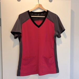 Pink Carhartt Force Short-Sleeved Scrub Top